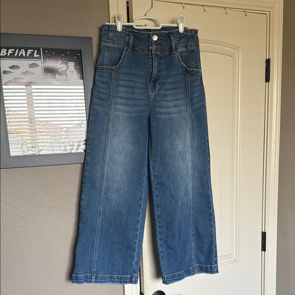 Risen Women's Blue Wide-Leg Jeans